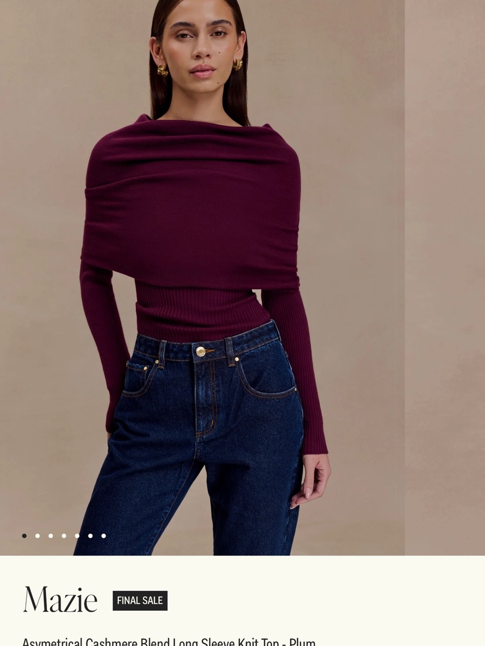 Meshki Plum Off-the-Shoulder Asymmetrical Knit Top